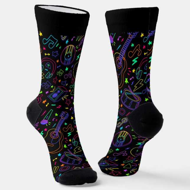 Chaussette Notes de guitare et de musique (Angulaire)