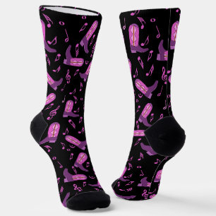 Chaussette Notes musicales des Boots de Cowboy