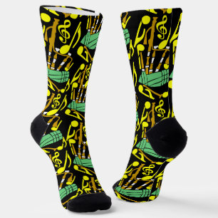 Chaussette Notes musicales jaunes Bagpipes