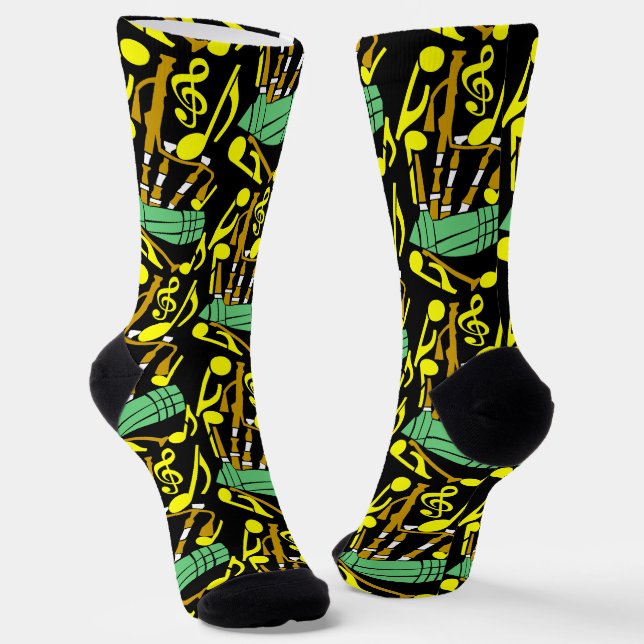 Chaussette Notes musicales jaunes Bagpipes (Angulaire)