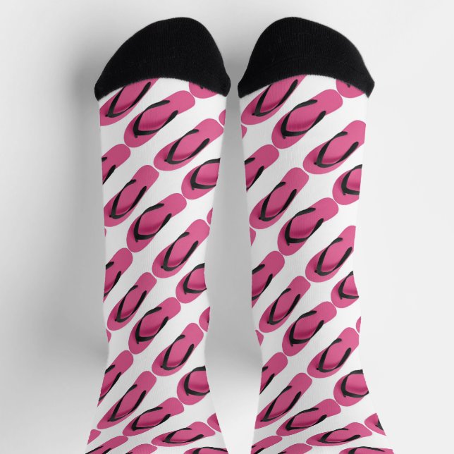 Chaussette Novelty Pink Flip Flops Design Crew Chaussettes (Haut)