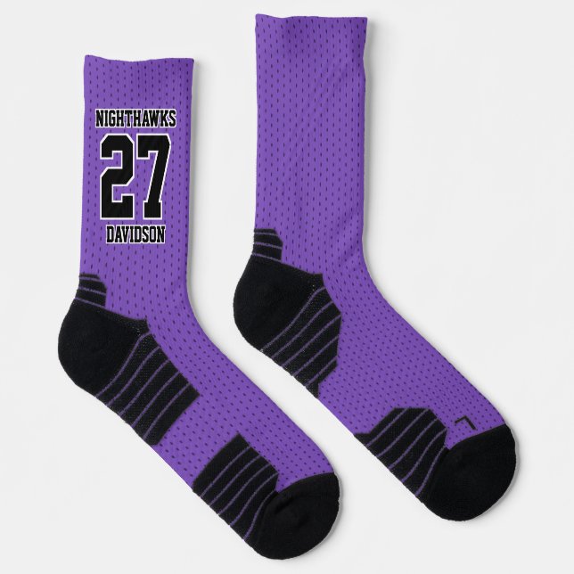 Chaussette Numéro de l'équipe sportive Nom de football violet (Droite)