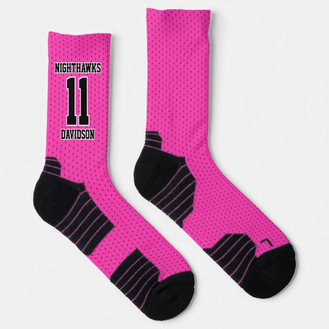 Chaussette Numéro d'équipe Nom Hot Pink Dotted Sports (Droite)