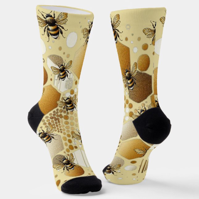 Chaussette Occupé Bee sur Honeycomb : Hexagons et cercles (Angulaire)