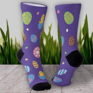 Chaussette OEufs de Pâques, Pois et poussins sur Chaussettes 