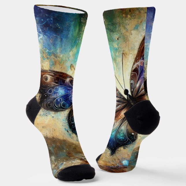 Chaussette Oeuvre d'Imaginaire de papillon cosmique (Angulaire)