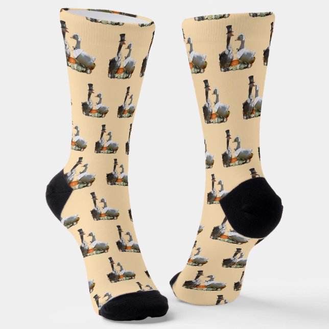 Chaussette Oie De Pèlerin Et Canard Thanksgiving (Angulaire)