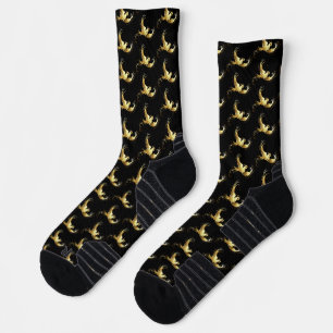 Chaussette Oiseau d'or sur Arrière - plan noir