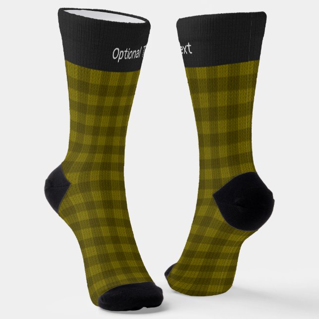 Chaussette Olive Green Plaid - Effet Knit - ajouter nom / tex (Angulaire)