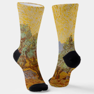 Chaussette Oliviers de Van Gogh Ciel Soleil Jaune