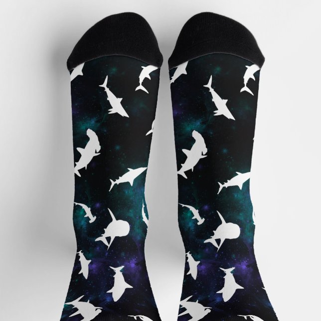 Chaussette Ombre blanche de requin sur la galaxie noire Espac (Haut)