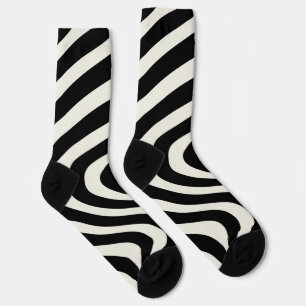 Chaussette Ondes de style rétro noir et blanc