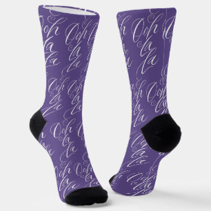 Chaussette Ooh La La Lettering Artistique Violet Ultraviolet 