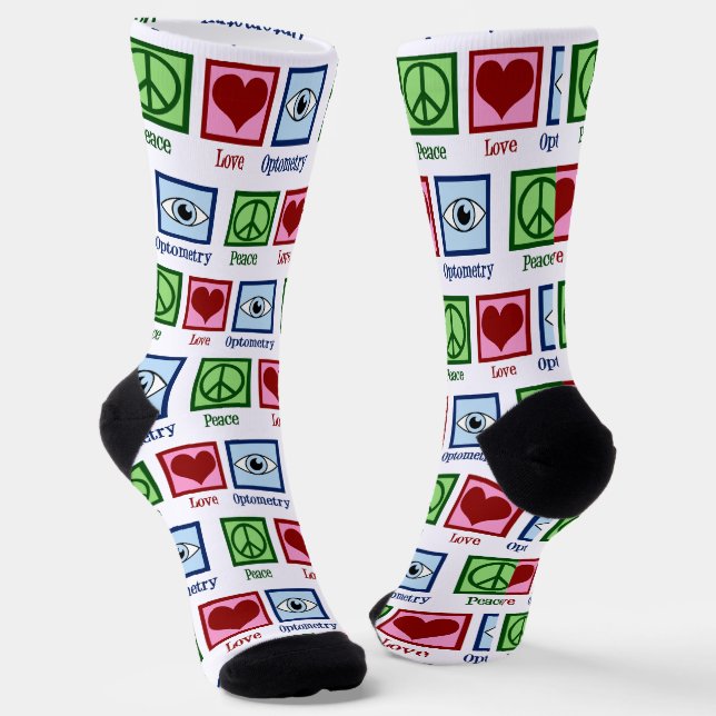 Chaussette Optométriste Peace Love Optométrie Eye Doctor Card (Angulaire)