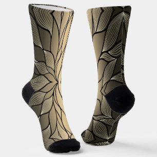 Chaussette Or créatif antique motif de feuilles 