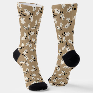 Chaussette Or Motif Holly élégant, ivoire, noir