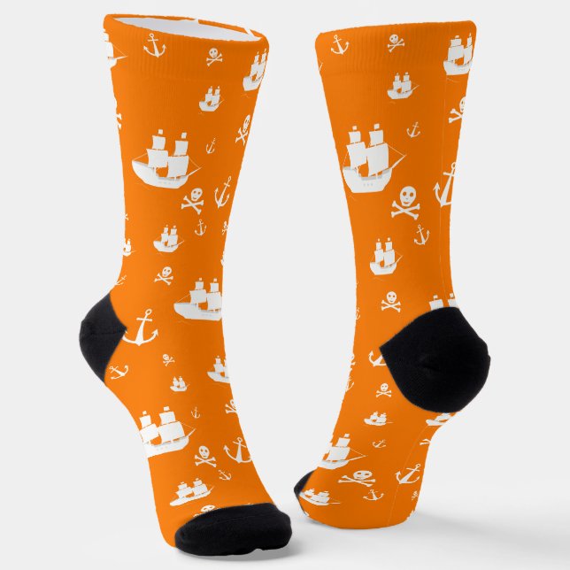 Chaussette Orange Motif  Ancre pirate (Angulaire)