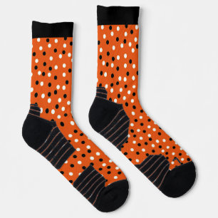 Chaussette Orange, Noir & Blanc Poche A Dot Design