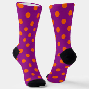 Chaussette Orange On Purple Pois Design Motif