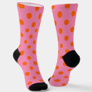Chaussette Orange On Rose Pois Design Motif