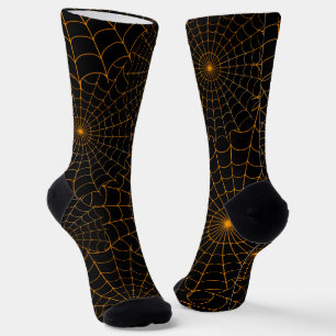 Chaussette Orange Spiderwebs Halloween