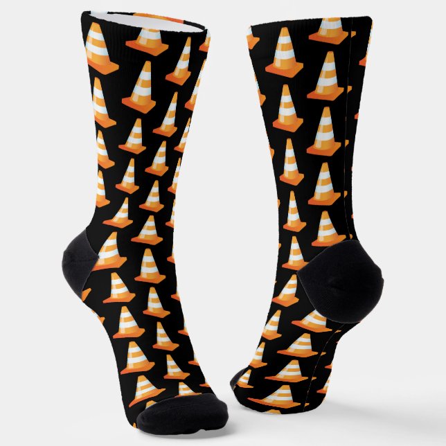 Chaussette Orange Stripe Construction Route Cone Noir (Angulaire)