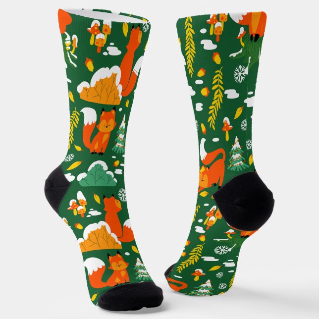 Chaussette Orange Wild automne Forêt d'hiver Fox (Angulaire)