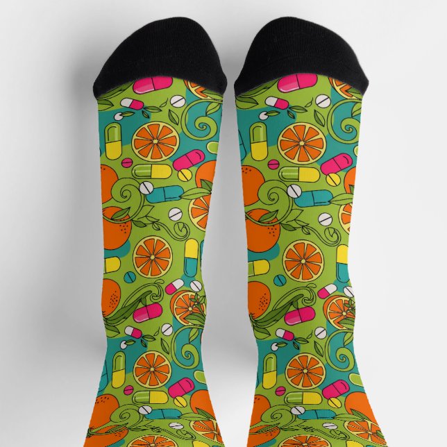 Chaussette Oranges Vignes de fruits Chaussettes de pharmacie  (Haut)