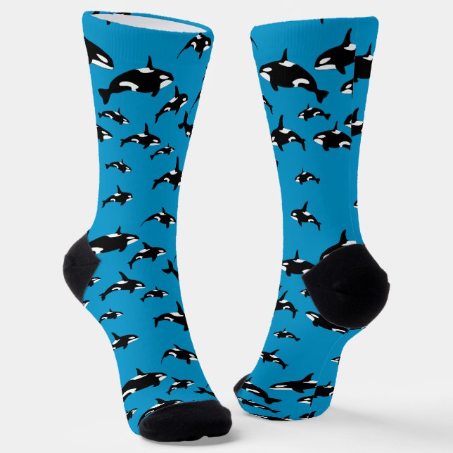 Chaussette Orca Killers Baleines Motif sur Blue (Angulaire)
