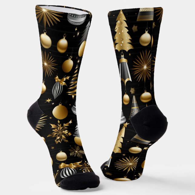 Chaussette Ornements De Vacances Argent Et Or (Angulaire)
