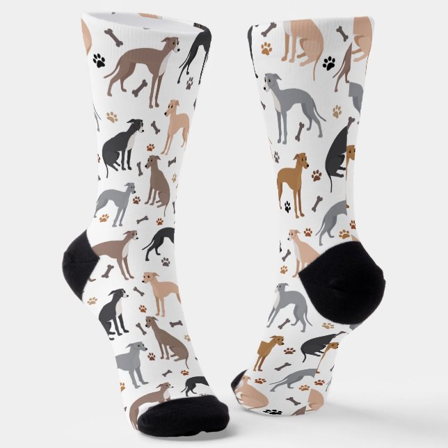 Chaussette Os et pattes de chien gris italien (Angulaire)