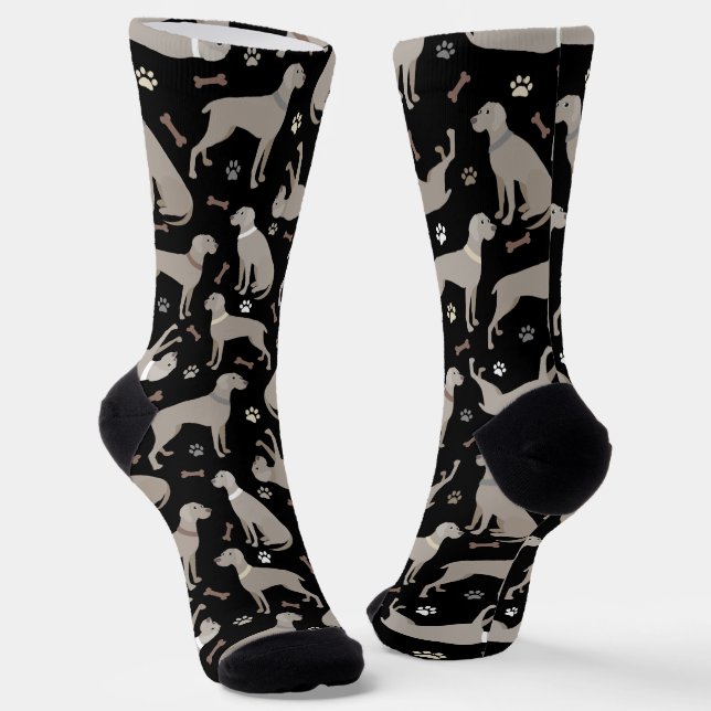 Chaussette Os et pattes Weimaraner noir (Angulaire)