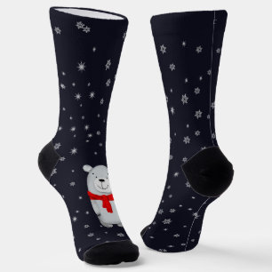 Chaussette Ours polaire neigeux Marine Noël hiver