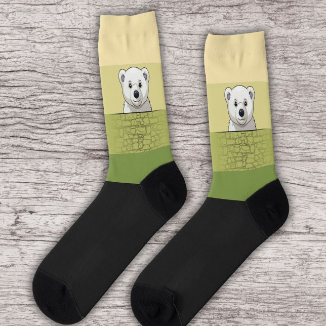 Chaussette Ours regardant au-dessus du mur, Arbre dans le dés (Créateur téléchargé)