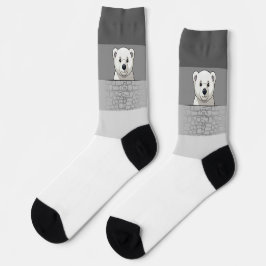 Chaussette Ours regardant sur le mur, Tons gris