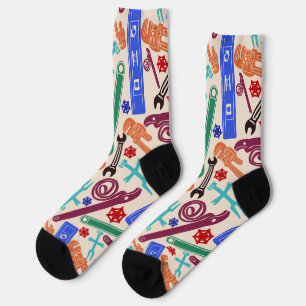 Chaussette Outils de plomberie, Motif de plomberie multicoule