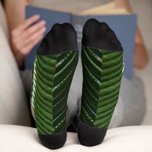 Chaussette Overlapping Palm Fronds Tropical Green Abstract