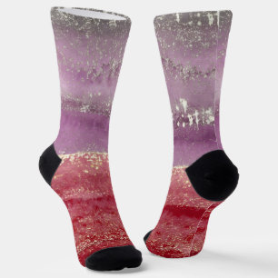 Chaussette Paillettes violettes et or élégantes