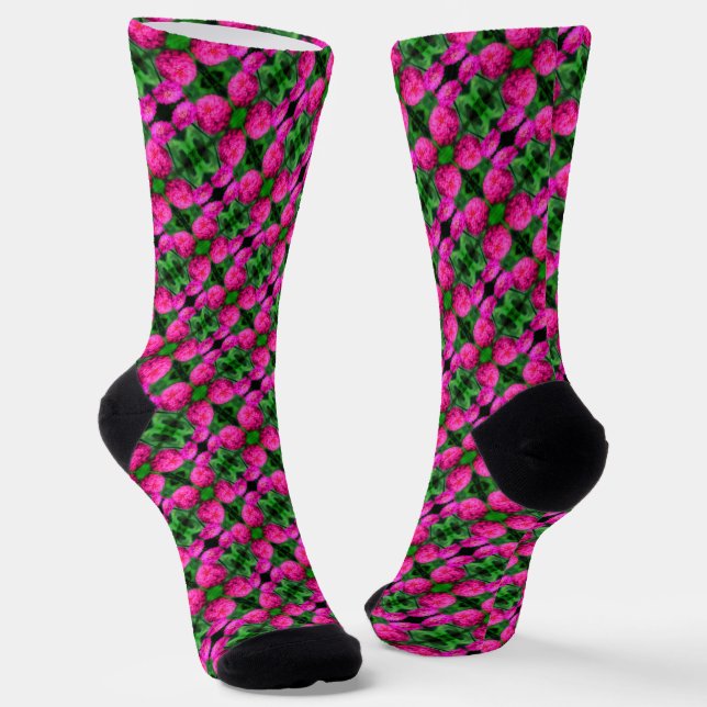 Chaussette Paire de fleurs rose Zinnia Gros plan Motif Abstra (Angulaire)