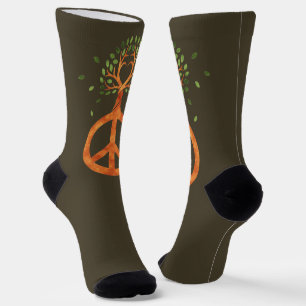 Chaussette Paix pour les arbres - Fleur de pouvoir cœur 1