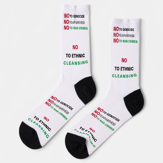 CHAUSSETTE PALESTINE LIBRE NON AUX CRIMES DE GUERRE APARTHEID (Gauche)