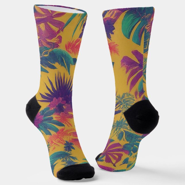 Chaussette Palmes jaunes soleil (Angulaire)