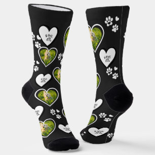 Chaussette Papa Chien personnalisé Photo du coeur de chien 