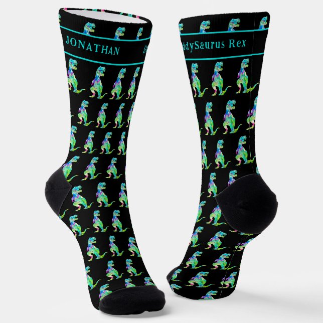 Chaussette Papa saurus personnalisé Papa dinosaure drôle (Angulaire)