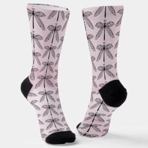 Chaussette Papier à enveloppement rose cool de libellules de 