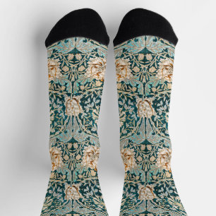 Chaussette Papier peint floral Morris Teal Blue Honeysuckle