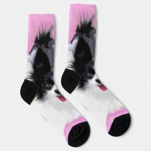 Chaussette Papillon (blanc et noir) Peinture - Chien Art