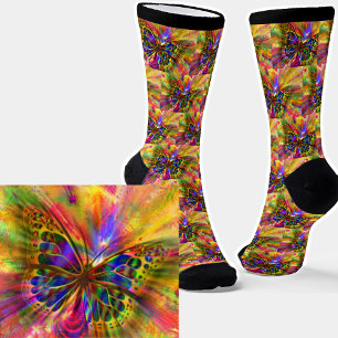 Chaussette Papillon brillant coloré Abstrait