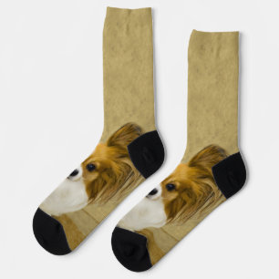 Chaussette Papillon (Hound Tri) Peinture - Art Chien original