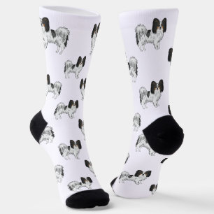 Chaussette Papillon Tricolore Motif Chiens Dessin Animé Migno